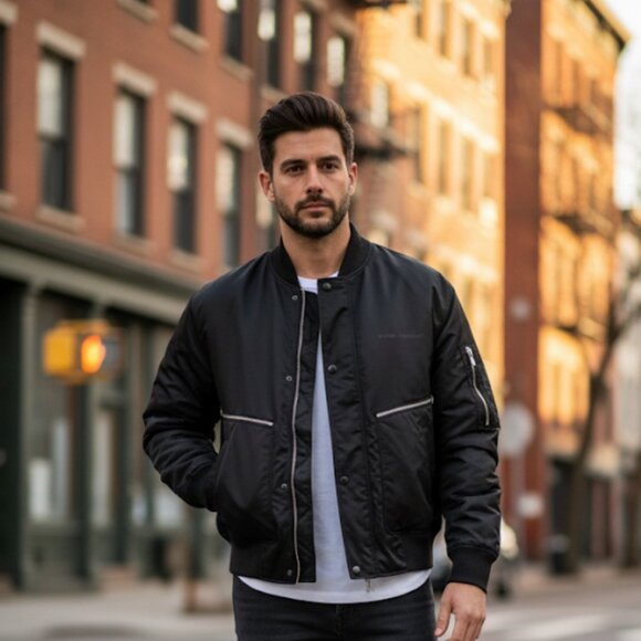 EMPORIO ARMANI Mens Black Nylon Blouson Jacket Size 52, NWT $675 - Picture 1 of 16